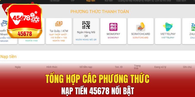Cách thức nạp tiền 45678